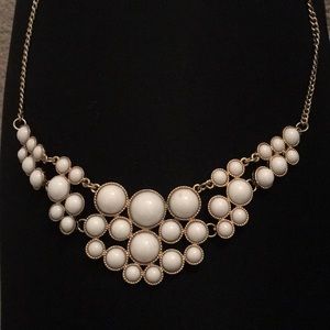 Gold and white statement necklace. New condition.